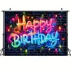 Faixa de Decoração de Feliz Aniversário Transfronteiriça Lantejoula Decoração de Festa Tema Preto Dourado Tecido de Atmosfera de Fundo de Aniversário