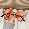 Nuevas gafas de sol sin montura con forma de mariposa y diamantes, gafas de sol exageradas de personalidad de moda para mujer, celebridad de Internet transfronteriza europea y americana, diamante roto