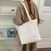 Nueva Bolsa de Tela de Algodón Versátil Casual Ligera Color Sólido Bolsa de Tela Bolsa Tote para el Trabajo y el Viaje Bolsillo para Llevar en la Mano o Debajo del Brazo para el Viaje