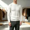 Suéter Elástico de Color Sólido Ajuste Delgado para Hombre Europeo y Americano Suéter de Punto Trenzado Cuello Redondo para Hombre Ropa para Hombre Tejido Base de Ajuste Delgado