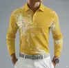 Camisa casual de manga larga con cuello para hombre transfronteriza, ropa para hombre, polo de manga larga a bloques de color de Amazon