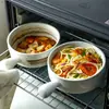 Tigela criativa de cabo único Alça de cerâmica Tigela Tigela para assar arroz assado tigela para assar tigela para macarrão instantâneo louça doméstica tigela de café da manhã tigela de salada