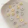Contas Espaçadoras de Cor Preservada Banhadas a Cobre 18K com Furo Grande e Superfície Irregular Côncava-Convexa Anel Ondulado Corrente Pulseira Acessórios DIY Feitos à Mão