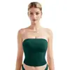 Top Tubo Dupla Camada Estilo Europeu e Americano, Puro e Elegante, Design Transfronteiriço, Curto e Ajustado ao Corpo, Roupa Feminina Sexy e na Moda
