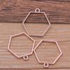 6 Cores 28*29mm Pingente Hexagonal Vazado Moldura de Cola Colar Pulseira Chaveiro Acessórios de Joalheria DIY
