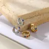 Brincos Europeus e Americanos Novos Transfronteiriços Banhados a Ouro Geométricos Irregulares com Zircônia Colorida Nicho Quadrados Versáteis Simples para Mulheres