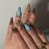 Estilo Avançado Outono e Inverno Novo Unha Postiça Francesa Cruzada Blindada Unha Postiça Curta Amêndoa Unha Usável