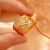 Anillo Súper Hermoso Francés Retro Martillado Enrollado a Mano Multicapa Anillo Índice de Diamante Perla Nido de Pájaro para Mujeres