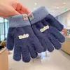 Guantes de Dedos Lindos para Niños Niñas Invierno Prueba de Frío Cálido Juego de Cinco Dedos Conjunto Completo de Dedos Tejido para Bebé Niños de Invierno