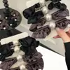 Elegante scrunchie coreano mate perlado con volantes y alta elasticidad, lleno de encanto suave, accesorio para el cabello