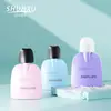 En stock 50ml 80ml Botella de protector solar plana de 13 dientes, botella vacía rellenable de loción de protector solar simple de alta gama de plástico para viajes
