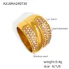 Anillo de diamantes multicapa transfronterizos de Europa y Estados Unidos con diseño de moda hip-hop, nuevo anillo de acero inoxidable chapado en oro de 18 quilates.