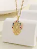 Collar para Mujer Cruz de Oriente Medio Transfronterizo Nuevo Estilo Producto de Origen Cobre Microincrustado Circonita Color Moda Joyería Lujo Ligero (Zircón de Color Aleatorio)