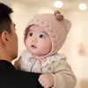 Gorro para bebé niña para otoño e invierno, gorro de punto cálido y grueso que protege las orejas, gorro de lana a prueba de viento para niñas pequeñas