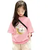 Camiseta de Algodón Puro para Niña Manga Corta Estampado de Dibujos Animados Nuevo Estilo 2026 Estilo Ins Versátil Ropa Exterior Top de Media Manga Moderno