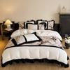 Conjunto de Cama de Quatro Peças de Veludo de Leite de Coelho Estilo Hepburn Francês de Alta Qualidade Inverno Luxo Leve Espessado Capa de Edredom Lençol de Cima Lençol de Baixo