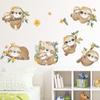 Novo FX-C226 Desenho Animado Fofo Preguiça Mãe e Filho Galho de Flores Decoração de Parede para Quarto Infantil Adesivo de Parede