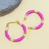 Diseño de nicho de acero inoxidable estilo europeo y americano, pendientes geométricos de titanio esmaltado de bambú simples y elegantes, joyería con goteo de aceite