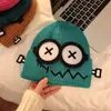 Gorro de Lana Tejido Divertido y Lindo para Mujer en Otoño e Invierno Nuevo Estilo Dibujo Animado Cálido y Resistente al Frío Que Hace el Rostro Más Pequeño