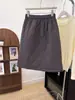 Saia Midi Térmica de Algodão com Cintura Elástica para Mulheres, Saia Midi Espessa Plissada Acolchoada de Cor Sólida Nova Dongdaemun Coreana 9842