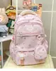 Mochila nueva con estampado de dibujos animados y un toque juvenil, mochila ligera para estudiantes de secundaria, bolsa escolar para mujer que protege la columna vertebral