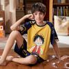 Pijamas para niños de estilo coreano, finos, de algodón puro, de verano, de manga corta, para niños de talla mediana y grande, ropa de casa de algodón.