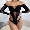 Lencería Europea y Americana de Talla Grande para Mujer, Top de Tubo, Seductor Calado, Hombro Descubierto, Espalda Descubierta, Ropa de Red Ajustada, Venta al por Mayor Transfronteriza, Atractiva