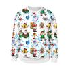 Roupas de Natal Femininas Casuais Soltas Tops Europeus e Americanos 2025 Novo Moletom de Gola Redonda com Mangas Longas Estampado de Natal