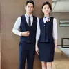 Nuevo Conjunto Profesional de Falda Chaleco Otoño 2026 para Mujer, Recepcionista de Hotel, Ropa de Trabajo Médico Estético, Traje de Chaleco Azul