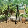 Columpio Exterior Silla Mecedora de Patio Balcón Hierro Silla Colgante Individual y Doble Techo de Tela Cesta Colgante Jardín Interior y Exterior Hamaca de Ocio