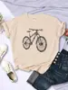 Camiseta Hecha de Letras de Bicicleta para Mujer Verano Transpirable Casual Manga Corta Moda Calle Hip-Hop Tops para Mujer