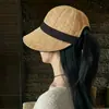 Sombrero de Sol de Estilo Japonés de Ala Ancha Exportado Que Hace que la Cara Parezca Más Pequeña, Sombrero de Pescador Ligero de Lino Sintético para Cola de Caballo, Protección UV para Verano