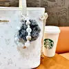 Corrente de Celular com Bolinha de Pelo de Floco de Neve Cruzada, Chaveiro, Pingente de Bolsa, Chaveiro de Carro, Pequeno Presente, Atacado de Comércio Exterior