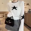 Suéter de punto lindo estilo coreano con mangas acampanadas y estampado de estrella de cinco puntas para mujer, nuevo top versátil moderno y juvenil para mujer