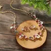 Conjunto de Pendientes y Collar Geométricos Huecos de Esmalte Nuevo Transfronterizo con Forma de Pétalo para Mujer, Collar y Pendientes Sencillos y de Alta Gama