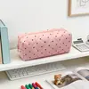 Bestseller transfronterizo bolsa de maquillaje portátil de gran capacidad para mujer, bolsa de almacenamiento de diseño exclusivo de lunares para lápiz labial y cosméticos
