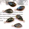 Pétalos de Gota de Agua Facetados Cristal Blanco Natural Bolsita Borde Dorado Colgante Amatista Cristal Rosa Material para Collar Pendientes DIY