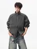Jaqueta de gola alta desconstruída estilo americano, unissex, tendência outono high-street, jaqueta de voo cool e estilosa, jaqueta coach de corte solto