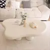 Mesa de centro con forma de nube para sala de estar, adecuada para espacios pequeños, color crema, diseño único, mesa de té creativa moderna y moderna, de moda