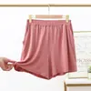 Calça Bermuda Modal Verão Estilo Coreano 2022 Bolso Externo Fina para Casa Pijama Calça Larga Tamanho Grande Perna Larga