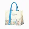 Bolsa de Lienzo con Flores Logo Bolso Laminado Patrón de Cinta Estéreo Gran Capacidad Bolsa de Lienzo Bolsa Tote