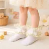 Calcetines de niña transfronterizos de satén con ribete de encaje, calcetines de algodón transpirables, calcetines cortos estilo princesa para bebé, calcetines de baile lindos para niños