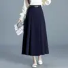 Falda plisada de mezclilla para mujer, nuevo estilo otoño e invierno 2026, de cintura alta, adelgazante, falda midi de línea A, moderna y a la moda