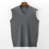 Otoño e Invierno Nuevo Chaleco para Hombre Cuello en V Sin Mangas Chaleco Tejido Suéter Color Sólido Mediana Edad Negocios Suéter Interior