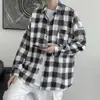 Primavera e Outono Hong Kong Estilo Ins Plaid Camisa Masculina de manga comprida Estilo coreano elegante Camisa fina Casual All-match Shirt Jaqueta