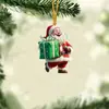 2024 Novo Cruzamento Papai Noel Árvore de Natal Pequeno Pingente Decorações de Natal Pingente Plano de Acrílico