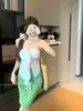 2025 Bikini de Tres Piezas Estilo Resort Costero con Top de Tubo y Falda Dividida Ropa de Isla Ins Verano Puro