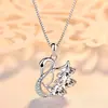 Colar de prata de lei 925 feminino popular Rede social Ins pingente simples de Cisne corrente para clavícula curto presente de aniversário para namorada