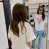 Camiseta de verano para niña manga corta nueva moda marca cartas de amor estilo occidental frito callejero infantil suelta hip hop top ropa