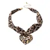 1 Pieza de Collar con Colgante de Corazón de Cinta con Estampado de Leopardo para Mujer, Cadena para Clavícula de Moda Dulce y Fresca, Joyería Personalizada para Mujer